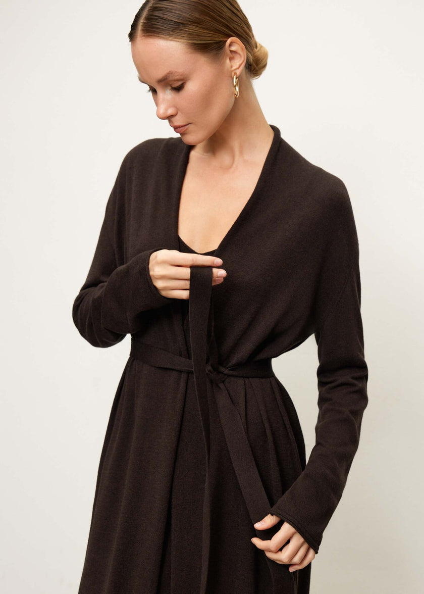 NARINA cardigan, dark chocolate