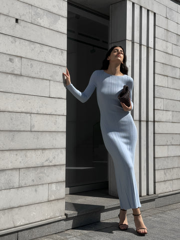 COTY ribbed knit dress, blue