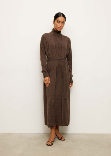 TATUM belted maxi cardigan, chocolate