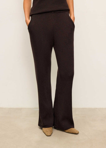 SORAYA relaxed fit wool cashmere pants, dark chocolate