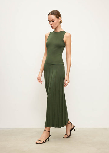 ERIKA viscose godet skirt, khaki