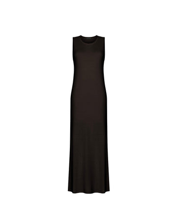 NARINA round-neck cashmere-blend dress, dark chocolate