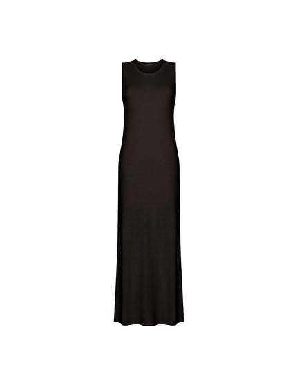 NARINA round-neck cashmere-blend dress, dark chocolate