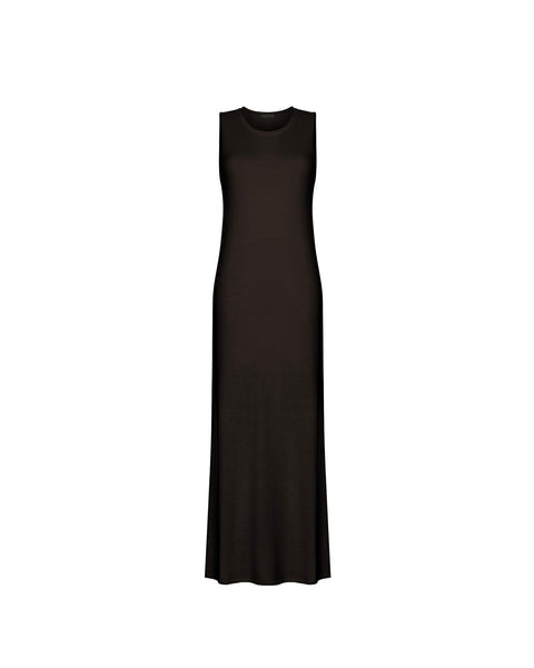 NARINA round-neck cashmere-blend dress, dark chocolate
