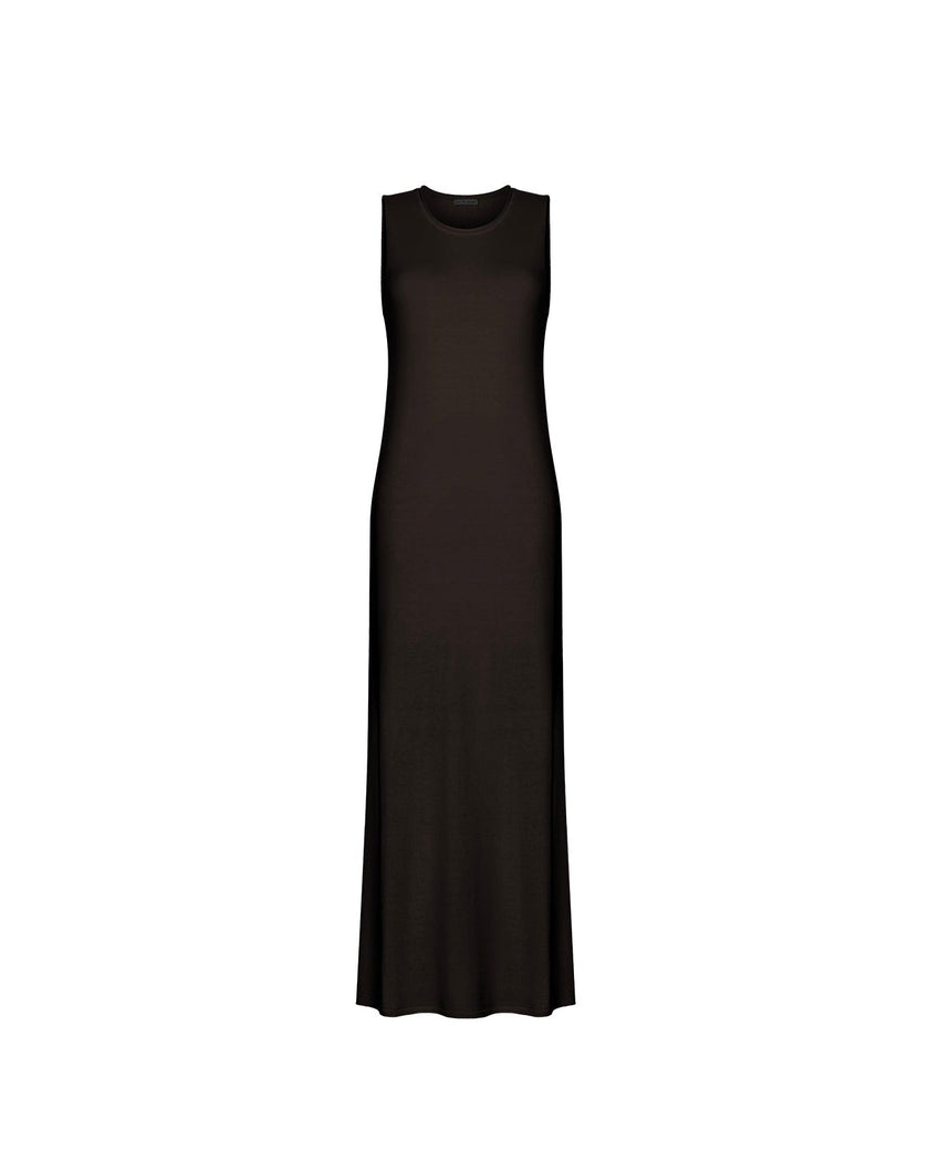 NARINA round-neck cashmere-blend dress, dark chocolate