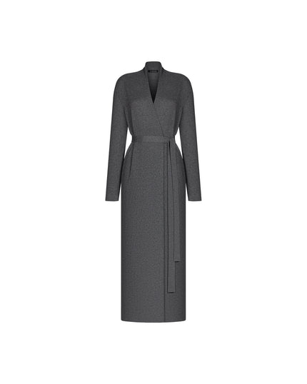 NARINA belted maxi cardigan, gray-melange