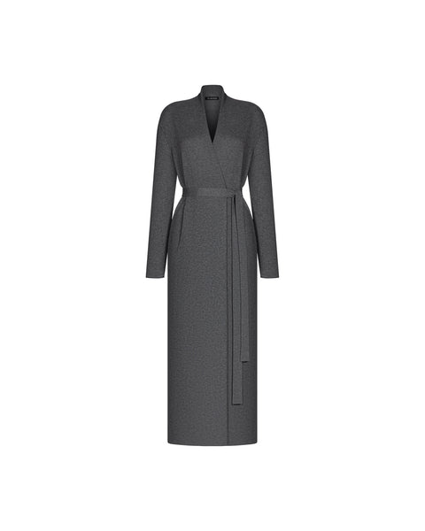 NARINA belted maxi cardigan, gray-melange