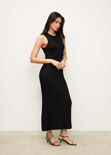 STELLA ribbed lurex dress, black