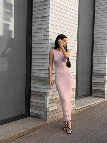 SATI ribbed dress, powder