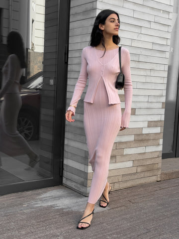 SATI ribbed dress, powder