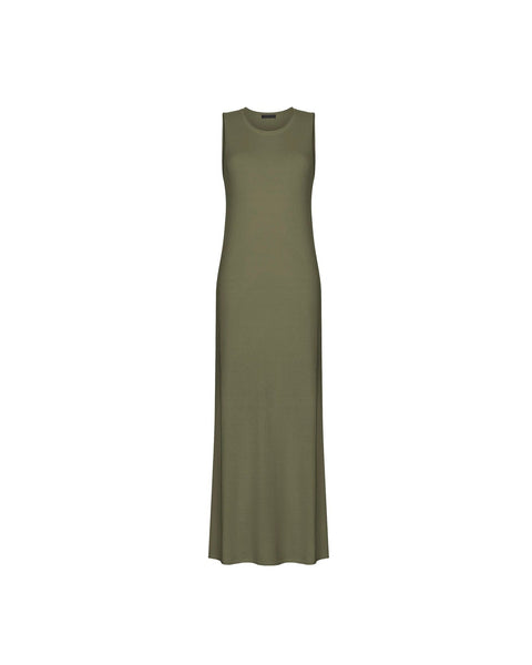 NARINA round-neck cashmere-blend dress, khaki