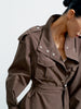 TEONA cropped trench coat, chocolate