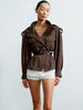 TEONA cropped trench coat, chocolate