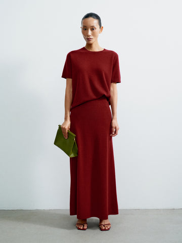 ALINA cashmere skirt, burgundy