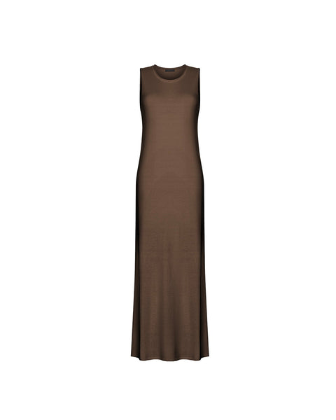 NARINA round-neck cashmere-blend dress, warm gray