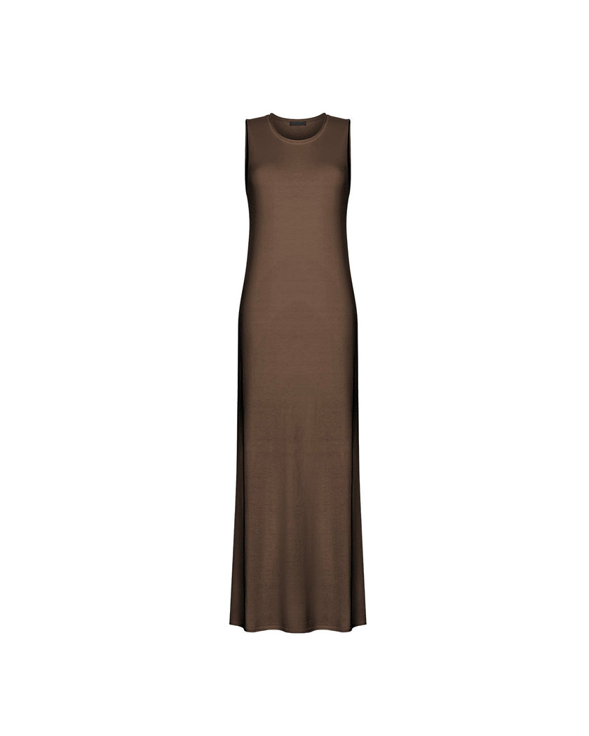 NARINA round-neck cashmere-blend dress, warm gray