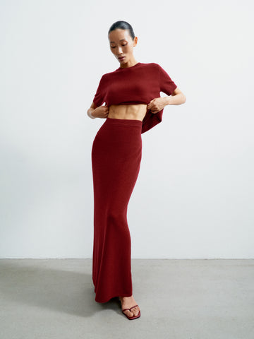 ALINA cashmere skirt, burgundy