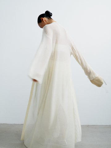 NOOR longline cardigan in silk and cashmere, ivory