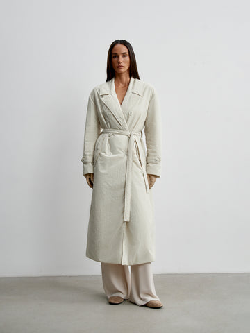 VANESSA lightweight double-breasted puffer coat, milk