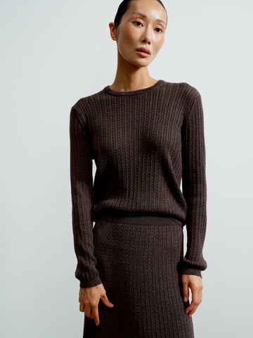 SHANTY long sleeve textured jumper, chocolate