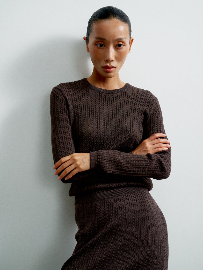 SHANTY long sleev jumper, chocolate