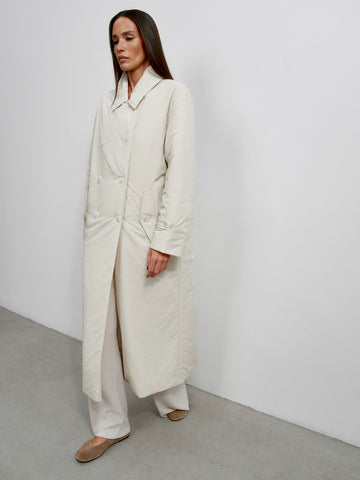 VANESSA lightweight double-breasted puffer coat, milk