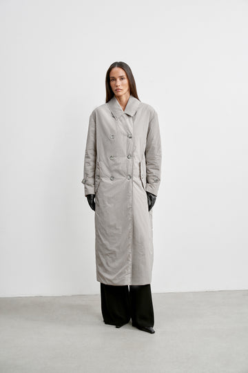 VANESSA lightweight double-breasted puffer coat, mocha