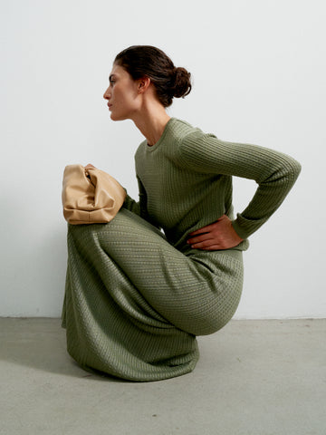 SHANTY long sleeve textured jumper, khaki