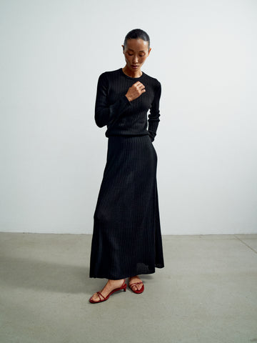 SHANTY textured knit maxi skirt, black