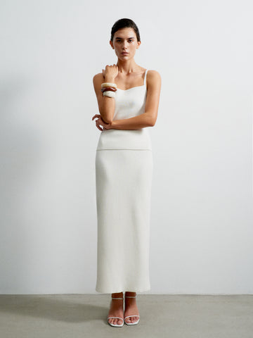 VALERA straight cotton wool skirt, milk