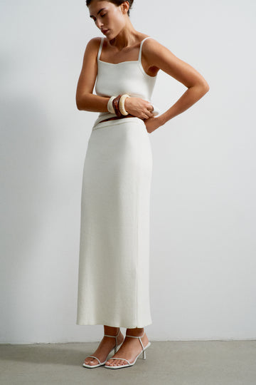 VALERA straight cotton wool skirt, milk