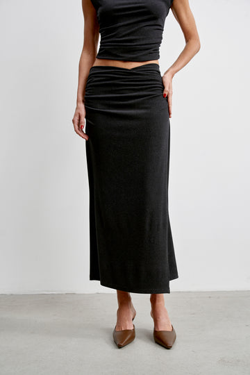 NAOMI ruched wrap skirt, anthracite