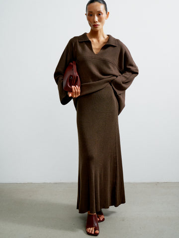 ANDREA merino wool skirt, chocolate
