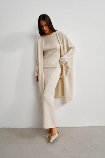 ISABEL cashmere wool skirt, beige