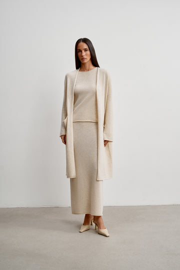 ISABEL cashmere wool skirt, beige