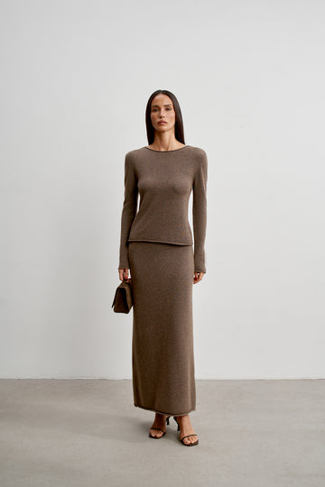 ISABEL cashmere wool jumper, chocolate