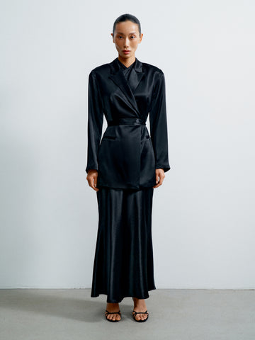LAUREL belted double-breasted Jacket, black