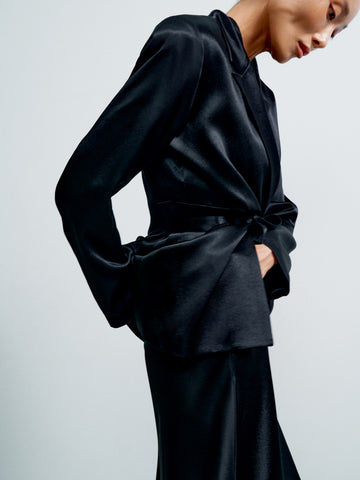 LAUREL belted double-breasted Jacket, black