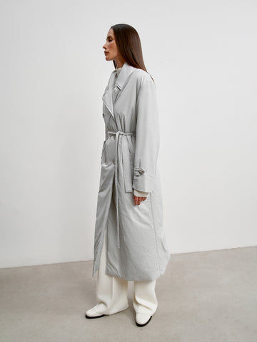 VANESSA lightweight double-breasted puffer coat, light gray