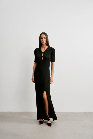 ROSALINA collared dress, black