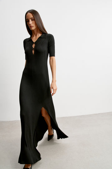 ROSALINA collared dress, black