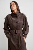 TEONA long trench coat, chocolate