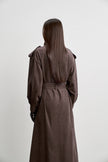 TEONA long trench coat, chocolate