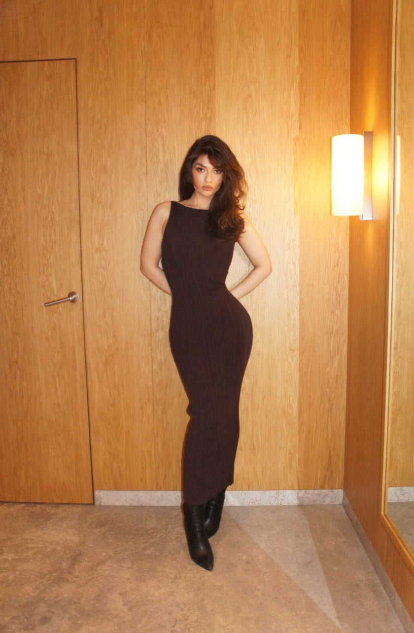 SATI dress, dark chocolate