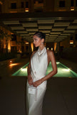 NOELLE draped halter dress, ivory
