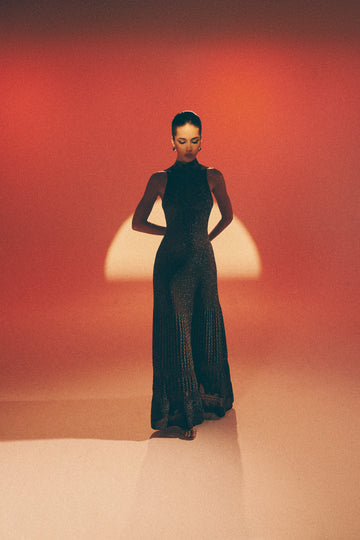 ANITA halter open-back dress, chocolate