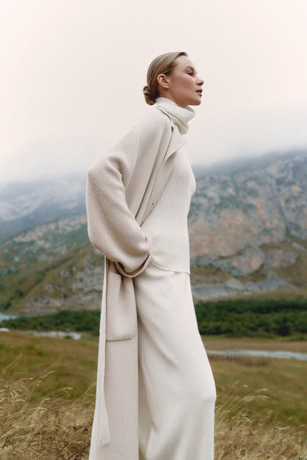SAHAR cardigan coat, pearl