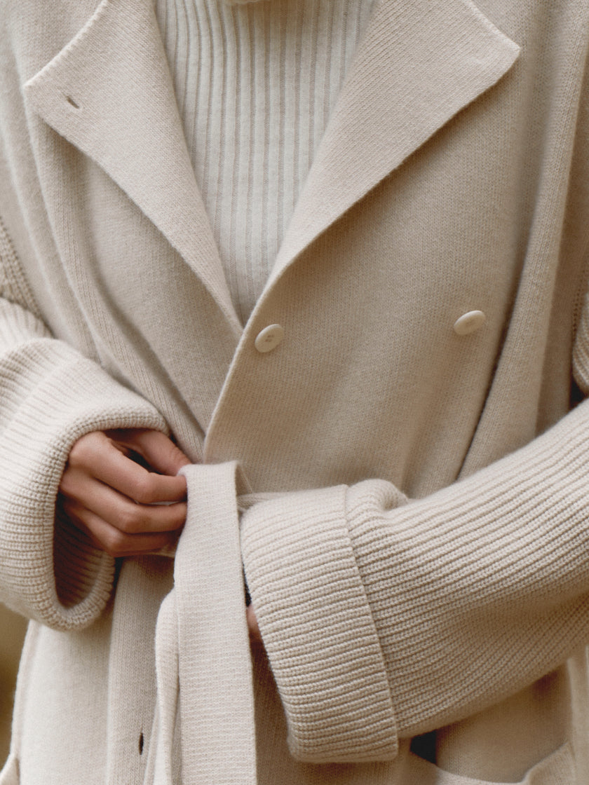 SAHAR cardigan coat, pearl