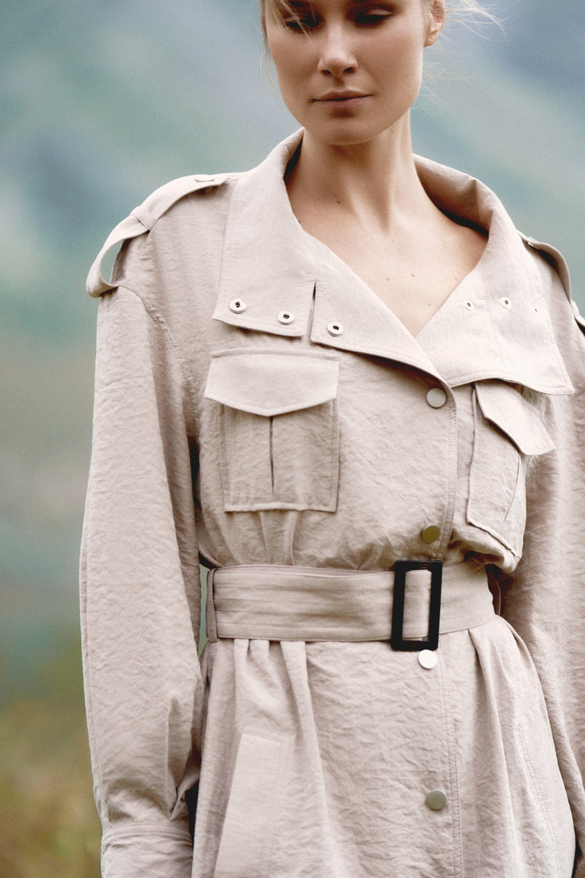 TEONA long trench coat, beige