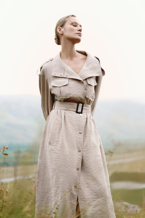 TEONA long trench coat, beige